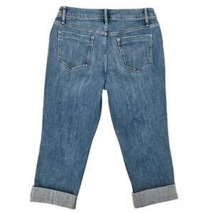Simply Vera Vera Wang 8P Capri Jeans Womens Blue Medium Wash Cuffed Petite Denim